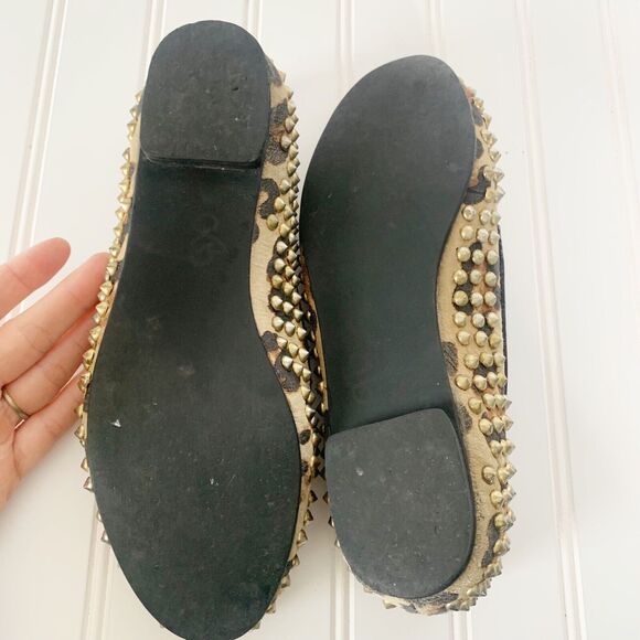 STEVE MADDEN Studly Flats Leather Gold Studs Animal Print Loafer Women's Size 7M - Picture 10 of 11